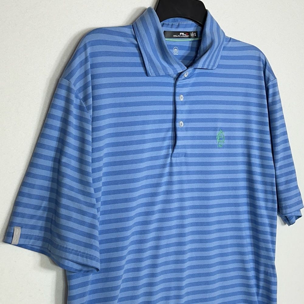 RLX Ralph Lauren Mens XL Blue Striped Polo Golf Shirt EUC